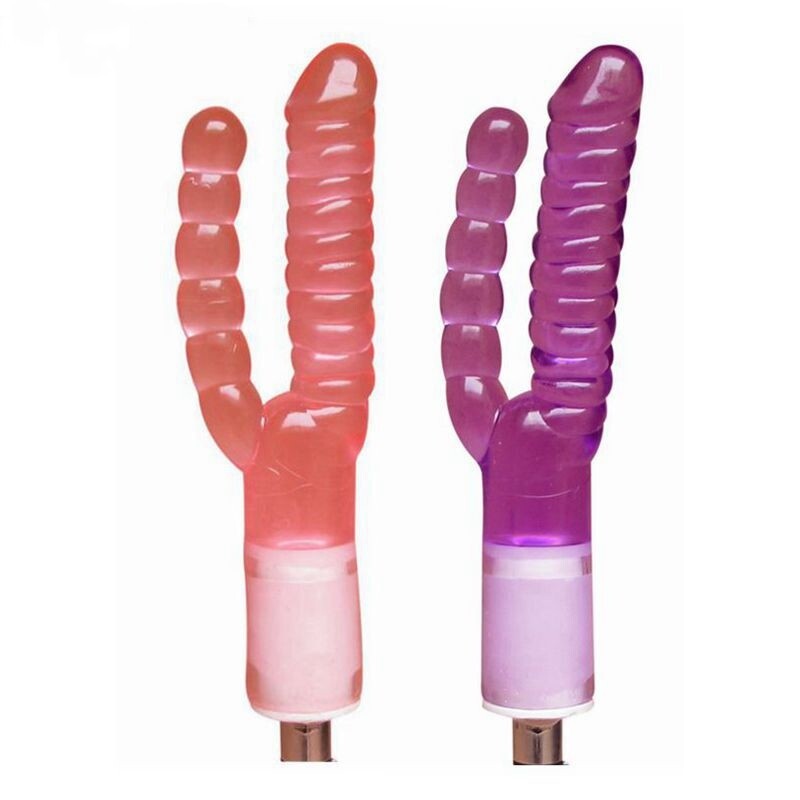 Gode réaliste double tête pour plaisir vaginal et anal avec machine à sexe - violet