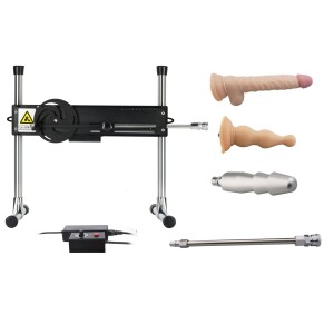 Sex Machine Adjustable with Four Dildos Vac-u-Lock Attachments for WomenMachine à sexe réglable avec quatre dildos et attaches Vac-u-Lock pour femmes