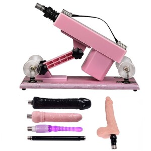 Máquina automática de sexo con 5 accesorios de consolador para mujeres en color rosa