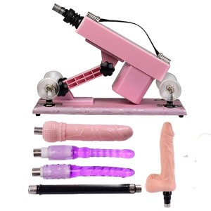 Máquina de sexo femenino con accesorios de 5PCS Dildo en color rosa