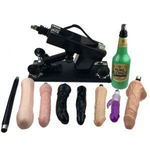 Conjunto de máquina de sexo de lujo con 8 accesorios de consolador y copa vaginal para parejas