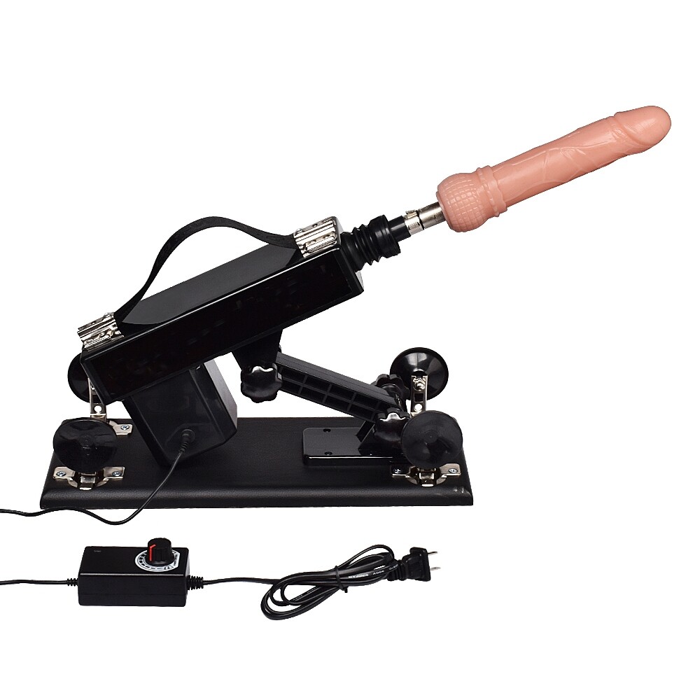 Automatische Seksmachine met uitschuifbaar pistool en 2 stuks siliconen dildo masturbator