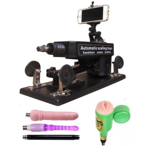 Bluetooth Seksmachine met foto- en videosweep voor koppels met vaginale cup en 3 stuks dildo-bijlagen