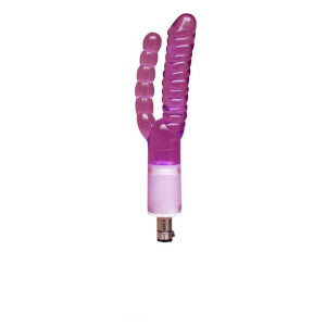 Dubbele kop realistische dildo vaginaal en anaal plezier voor seksmachine paars