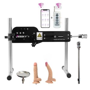 Verbeterde Sex Machine APP en op afstand bediende machine met twee dildo's