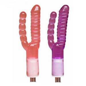 Doppio dildo realistico a due teste per piacere vaginale e anale con macchina del sesso